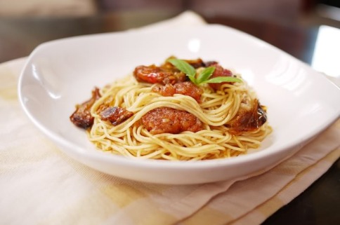 Choriso and Roasted Tomato Pasta