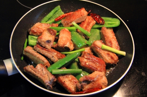 Spicy Pan Fried Pork Ribs with Peppers
